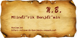 Mlinárik Benjámin névjegykártya